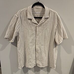 Zara Men's Casual Beige Striped Shirt